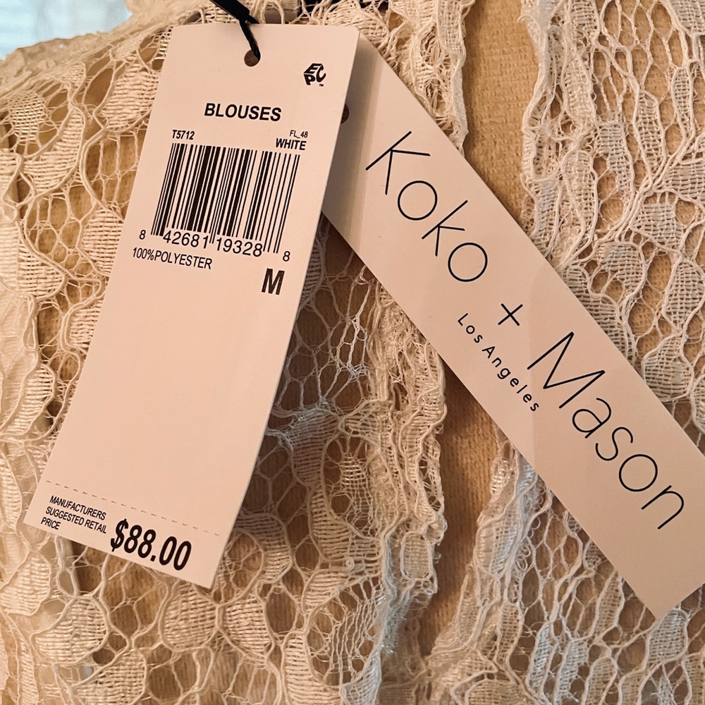 Koko + Mason NWT White Lace Top with Removable Camisole. Size M. Glamorous 😍 - Picture 7 of 10